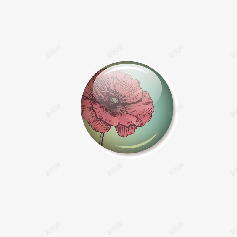 花朵玻璃球png免抠素材_新图网 https://ixintu.com 圆形 弹珠 玩具 玻璃球 球形 花朵