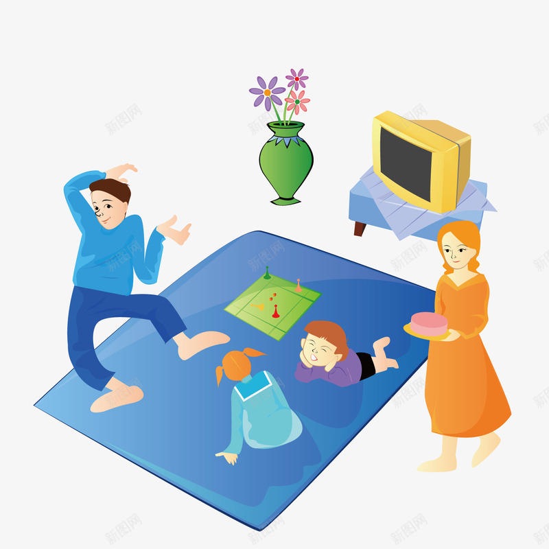 在地毯上下跳棋的孩子矢量图ai免抠素材_新图网 https://ixintu.com 地毯 孩子 电视 跳棋 矢量图