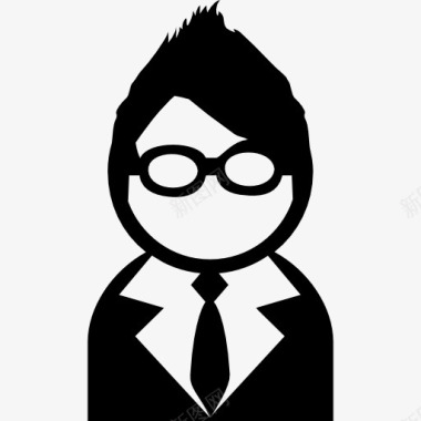 男性用户的眼镜和领带图标图标