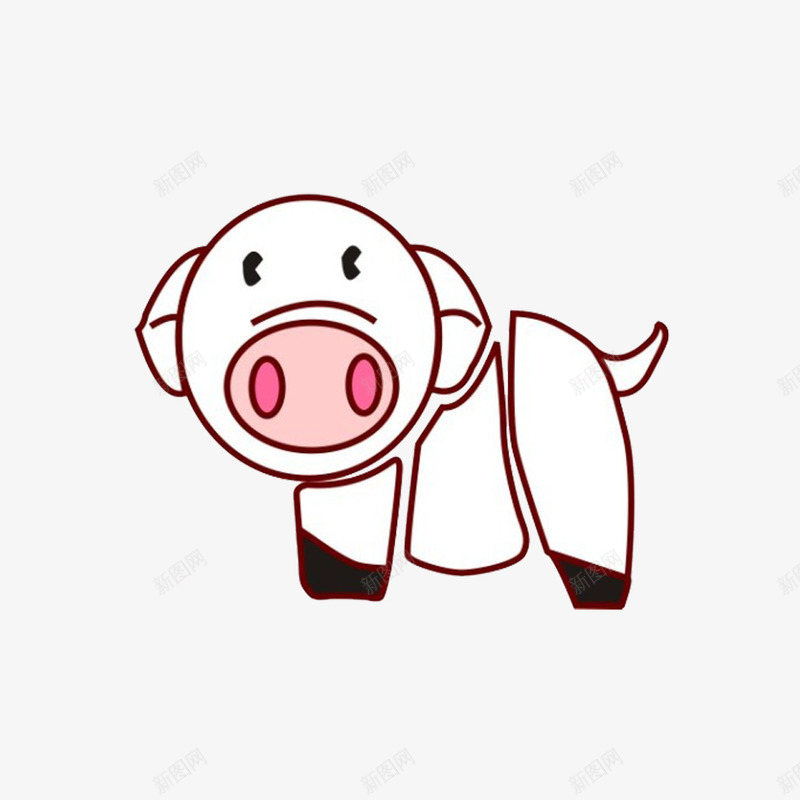 白色小猪卡通小动物psd免抠素材_新图网 https://ixintu.com 卡通 小动物 白色小猪 简笔画