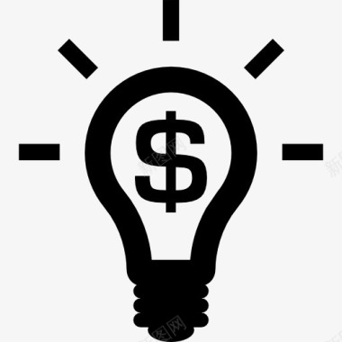 灯泡与美元符号象征的商业思想图标图标