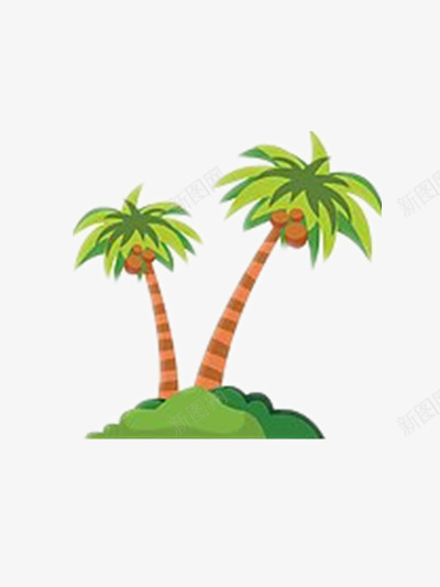 绿色植物png免抠素材_新图网 https://ixintu.com 卡通元素 卡通椰子树 椰子树素材 海南 绿色植物 装饰图案