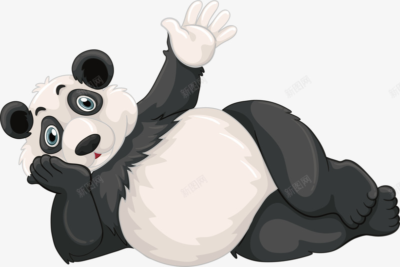 侧躺的大熊猫png免抠素材_新图网 https://ixintu.com 侧躺 国宝熊猫 打招呼 熊猫 矢量png 黑白熊猫
