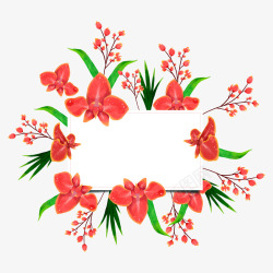 红色热带蝴蝶兰框架素材