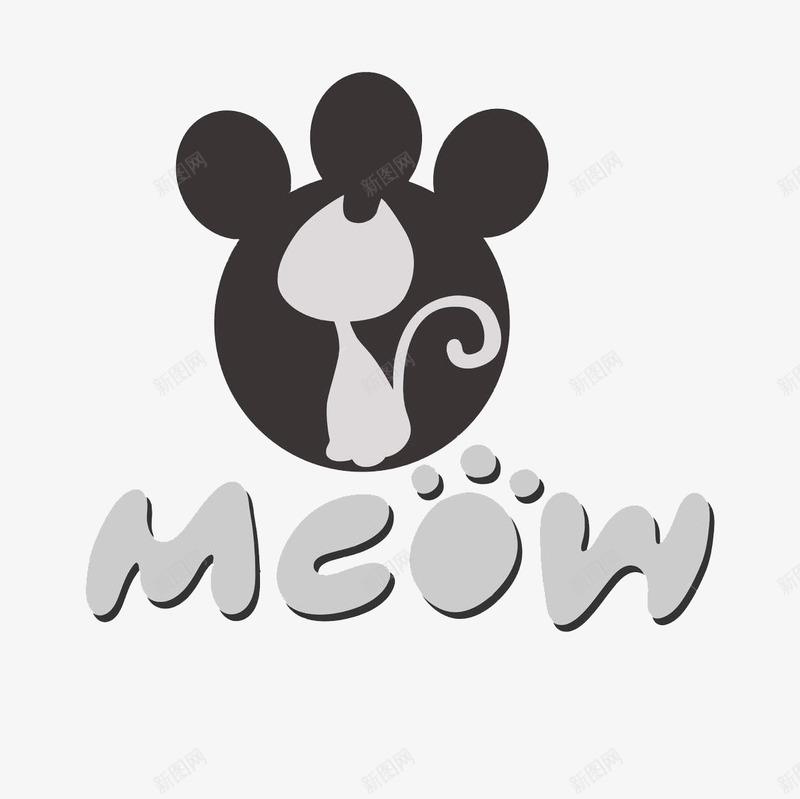 卡通猫咪脚印标志png免抠素材_新图网 https://ixintu.com 动物脚印 卡通猫咪 宠物 标志 海报设计 猫咪脚印