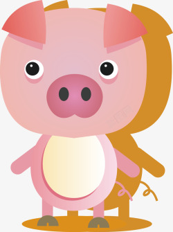 可爱粉色小猪矢量图素材