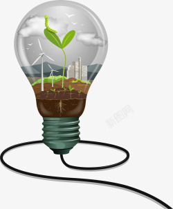 绿色环保创意灯泡矢量图素材