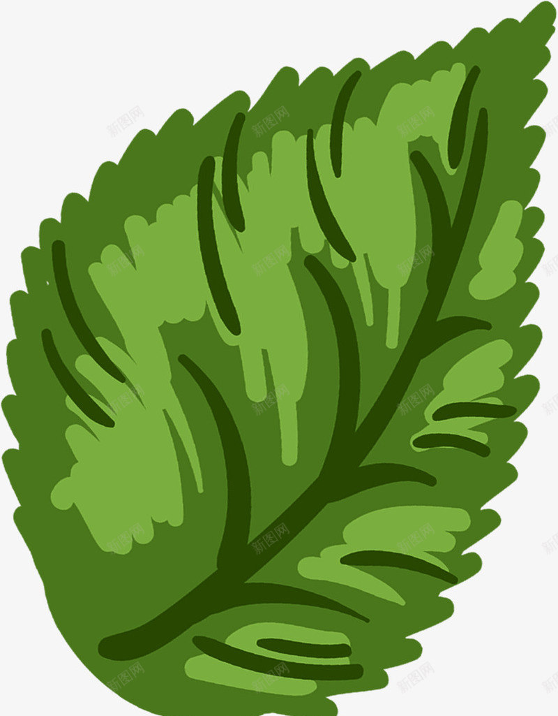 绿色卡通手绘树叶造型png免抠素材_新图网 https://ixintu.com 卡通 树叶 绿色 造型