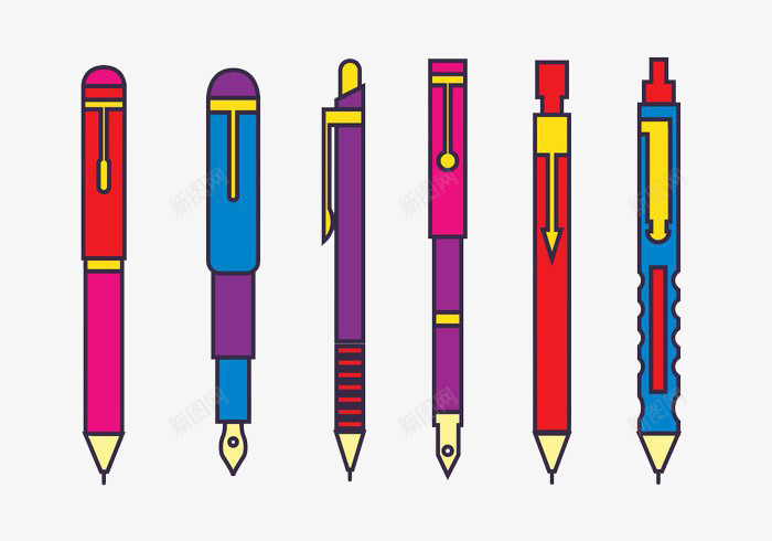 卡通签字笔png免抠素材_新图网 https://ixintu.com 圆珠笔 钢笔 铅笔