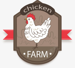 农场养鸡白色手绘母鸡徽章高清图片