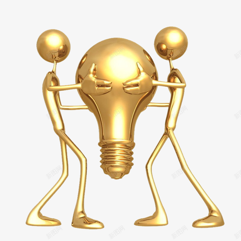 灯泡png免抠素材_新图网 https://ixintu.com 创意设计 灯泡 环保 电器 节约 节能 金色