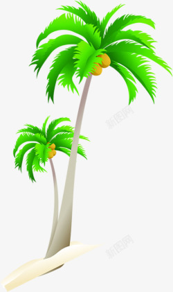 夏日植物清爽手绘椰子树素材