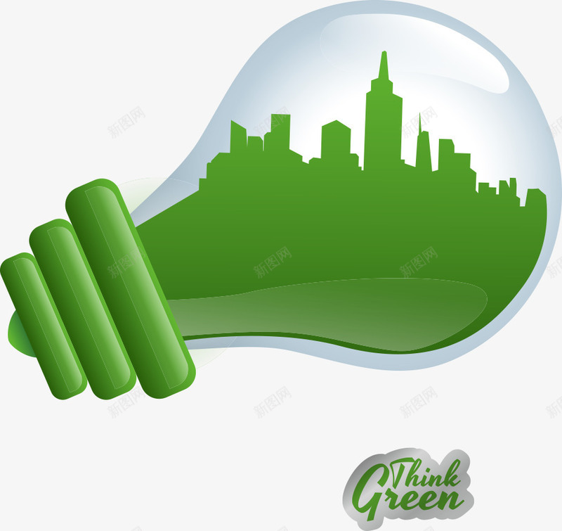 灯泡中的绿色城市png免抠素材_新图网 https://ixintu.com 灯泡 环保 环保主题 绿色城市 绿色环保