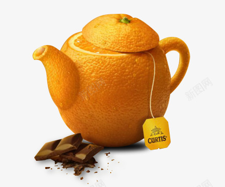橘子创意茶壶psd免抠素材_新图网 https://ixintu.com 创意 橘子 茶壶 黄色