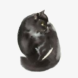 猫咪水墨画片素材