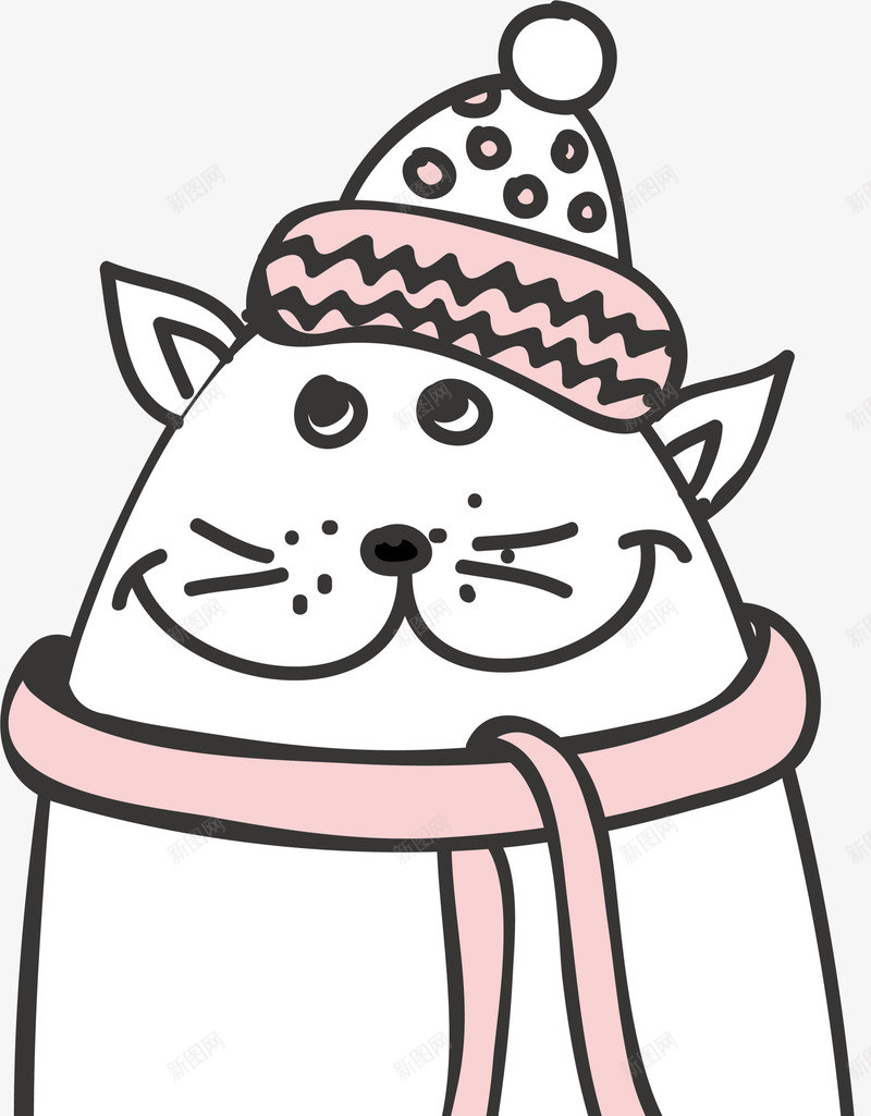 卡通线条猫咪png免抠素材_新图网 https://ixintu.com 免抠PNG 动物 卡通 猫咪 童趣 线条 装饰图案