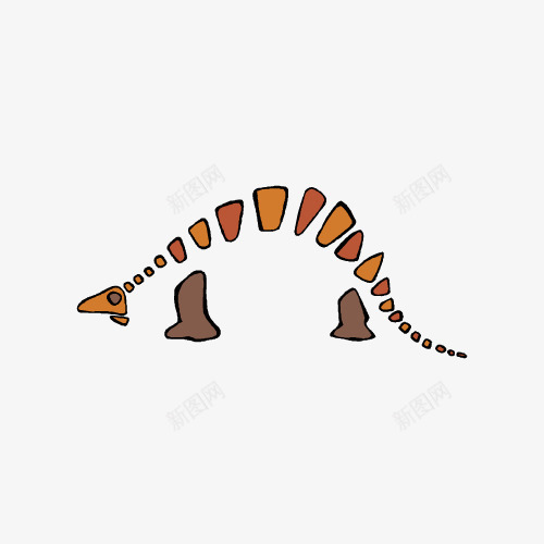 恐龙化石png免抠素材_新图网 https://ixintu.com 动物 化石 卡通 宠物 恐龙 手绘 橘色 水彩