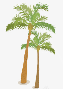 翠绿的椰树卡通手绘翠绿椰树矢量图高清图片