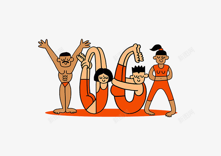 人体LOGO瑜伽图标png_新图网 https://ixintu.com yoga 橘色 瑜伽