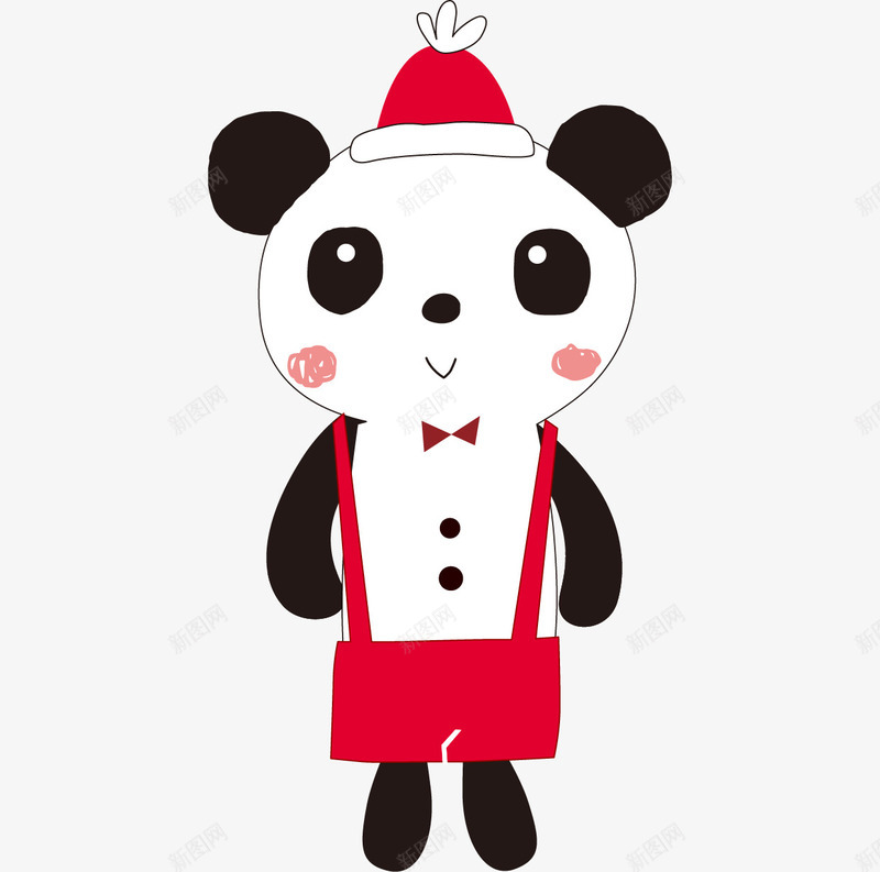 戴帽子的熊猫png免抠素材_新图网 https://ixintu.com 动物 熊猫 矢量熊猫 红色 装饰图 装饰画