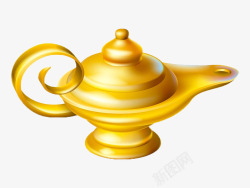 古灵精怪的奇特图标卡通金色茶壶高清图片
