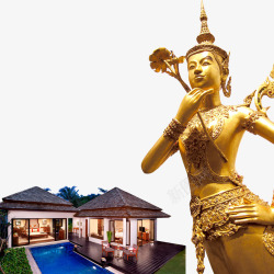 泰国寺庙旅游网游泳池素材