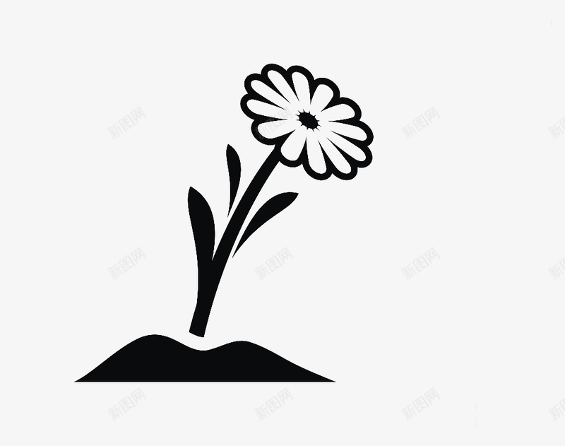 简约黑色花卉图标png_新图网 https://ixintu.com 植物 简约手绘 线描花矢量图 线条手绘 花卉 黑色