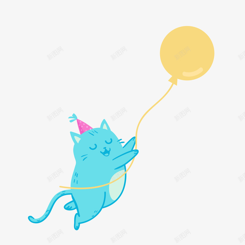 卡通拿着气球的猫咪矢量图ai免抠素材_新图网 https://ixintu.com 动物设计 卡通 插画设计 气球 猫咪 节日 矢量图