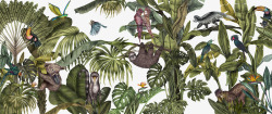 亚热带植物动物图案背景花纹素材
