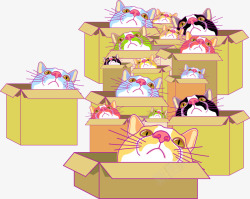 纸箱图案可爱卡通猫高清图片