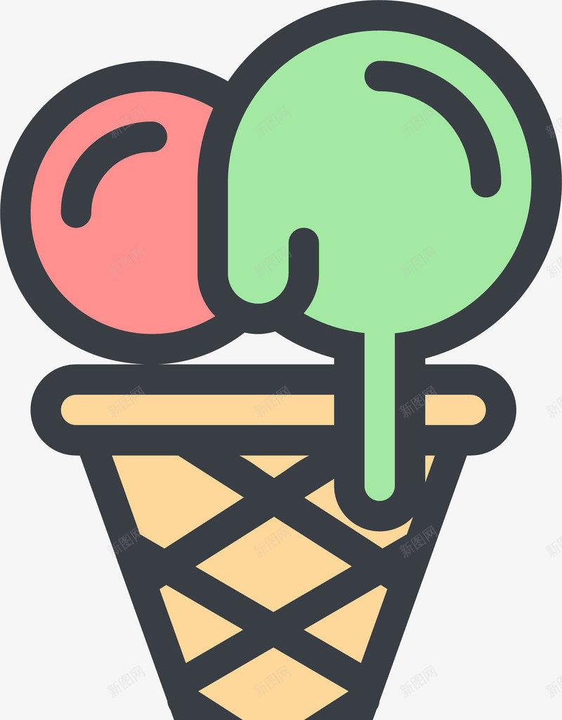 扁平化冰淇淋矢量图ai免抠素材_新图网 https://ixintu.com 冰淇淋 扁平化 手绘卡通 甜品 矢量图案 美食 矢量图