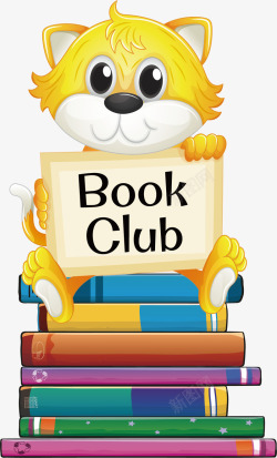 读书俱乐部黄色猫咪读书俱乐部矢量图高清图片