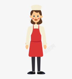 手绘卡通职业人物女厨师素材