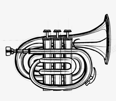 黑白手绘喇叭png免抠素材_新图网 https://ixintu.com 乐器 手绘 拟物化 线条 音乐