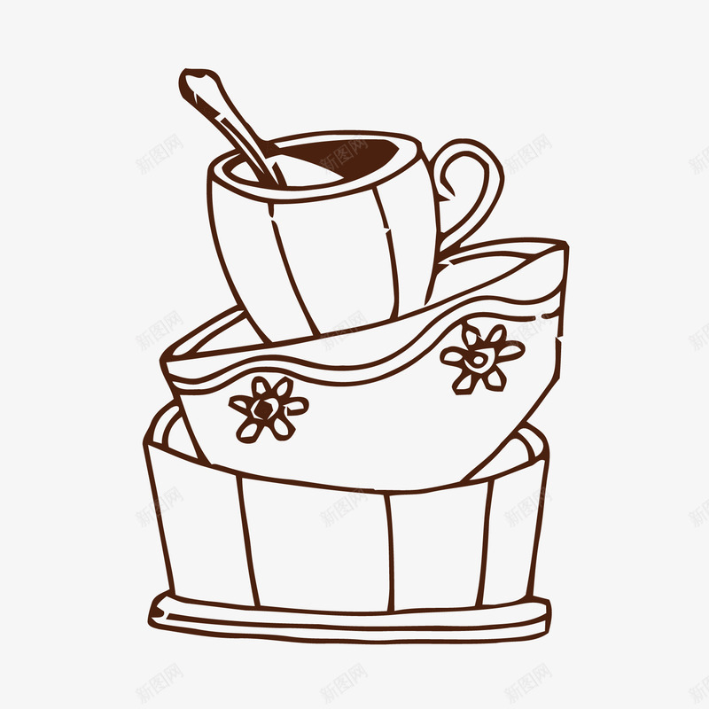 咖啡杯png免抠素材_新图网 https://ixintu.com 咖啡 咖啡杯 手绘 简约 线描杯子 线条