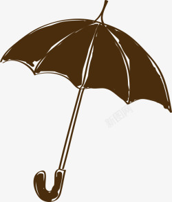 手绘黑色雨伞素材