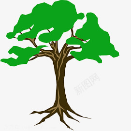 树png免抠素材_新图网 https://ixintu.com 树冠 树头 树根 绿色 贴图