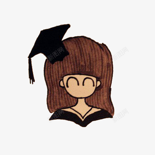 手绘戴学士帽的小姑娘png免抠素材_新图网 https://ixintu.com 卡通 小姑娘 戴学士帽 手绘