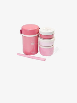 塑料餐盒粉色三层饭盒高清图片