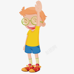 举手的男孩素材