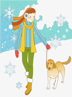 雪地里的导盲犬手绘导盲犬高清图片