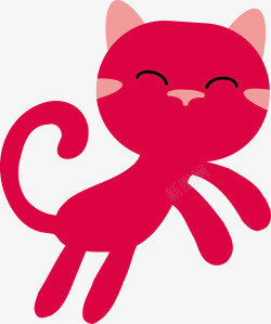 卡通红猫咪矢量图素材