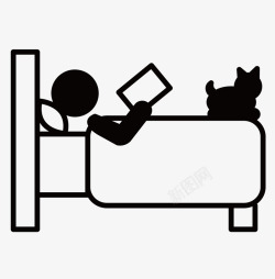 手绘床床上的猫咪高清图片