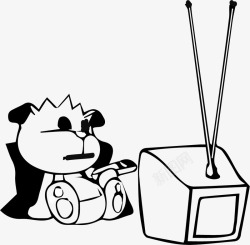 看电视的熊猫矢量图素材