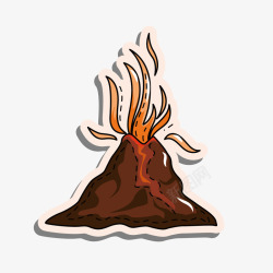 棕色火山喷发图案矢量图素材