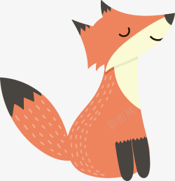 可爱的橘色小狐狸手绘图素材