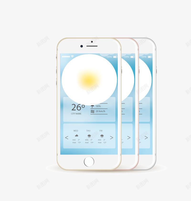 手机界面矢量图ai免抠素材_新图网 https://ixintu.com APP 天气 高清 矢量图