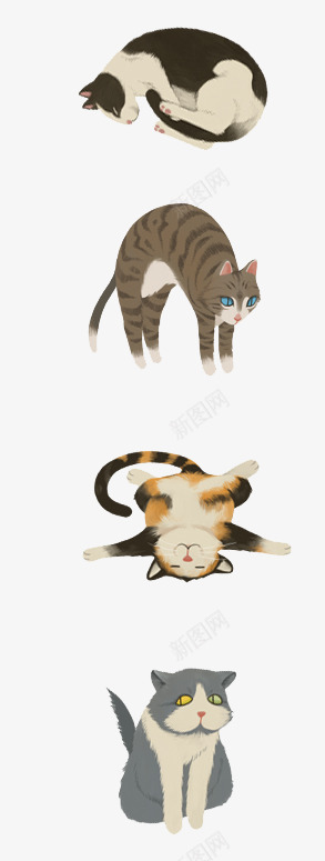 彩绘猫咪png免抠素材_新图网 https://ixintu.com 创意动物图 动物 手绘猫咪