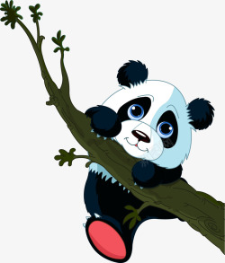 熊猫爬树矢量图素材
