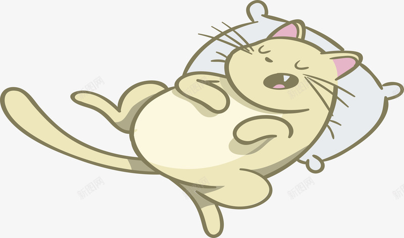 睡着的猫咪矢量图ai免抠素材_新图网 https://ixintu.com 动物 卡通 慵懒的猫 猫咪 睡觉 矢量图 躺被窝里的卡通猫
